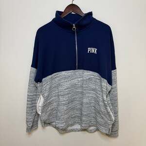 Victoria’s Secret PINK Blue and Grey Pullover Sweatshirt Large